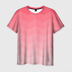 Мужская футболка 3D с принтом Игра цветов в Екатеринбурге, 100% полиэфир | прямой крой, круглый вырез горловины, длина до линии бедер | абстракция | винтаж | игра теней | переливание | переливания цветов | плавный переход | розовый | ромб | треугольник | узор