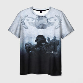 Мужская футболка 3D с принтом CS Global в Екатеринбурге, 100% полиэфир | прямой крой, круглый вырез горловины, длина до линии бедер | counter strike | cs | cs go | global