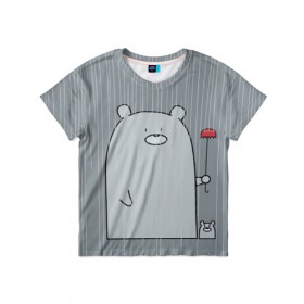 Детская футболка 3D с принтом Медвежата в Екатеринбурге, 100% гипоаллергенный полиэфир | прямой крой, круглый вырез горловины, длина до линии бедер, чуть спущенное плечо, ткань немного тянется | bear | медведи | медведь