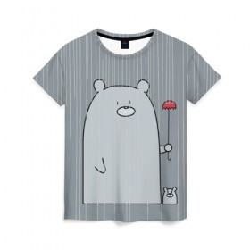 Женская футболка 3D с принтом Медвежата в Екатеринбурге, 100% полиэфир ( синтетическое хлопкоподобное полотно) | прямой крой, круглый вырез горловины, длина до линии бедер | bear | медведи | медведь