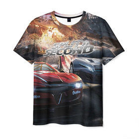 Мужская футболка 3D с принтом Split Second в Екатеринбурге, 100% полиэфир | прямой крой, круглый вырез горловины, длина до линии бедер | crew | dirt | driver | grid | nfs | race | гонки