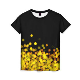 Женская футболка 3D с принтом Мерцающий блеск в Екатеринбурге, 100% полиэфир ( синтетическое хлопкоподобное полотно) | прямой крой, круглый вырез горловины, длина до линии бедер | color | colour | glim | glow | light | lights | shine | society | world | блеск | великолепие | глянец | лоск | свет | сияние | солнечный свет