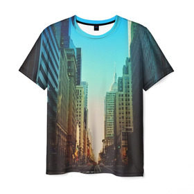 Мужская футболка 3D с принтом Street New York в Екатеринбурге, 100% полиэфир | прямой крой, круглый вырез горловины, длина до линии бедер | Тематика изображения на принте: город | пейзаж