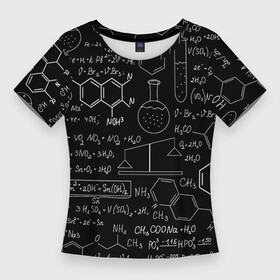 Женская футболка 3D Slim с принтом Химия в Екатеринбурге,  |  | формула | шпаргалка