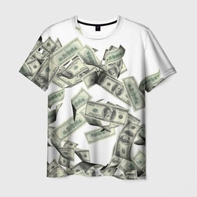 Мужская футболка 3D с принтом Денежный ветер в Екатеринбурге, 100% полиэфир | прямой крой, круглый вырез горловины, длина до линии бедер | Тематика изображения на принте: баксы | банкноты | деньги | доллары | купюры