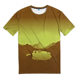 Мужская футболка 3D с принтом Firewatch в Екатеринбурге, 100% полиэфир | прямой крой, круглый вырез горловины, длина до линии бедер | закат | файрвотч