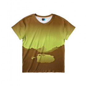 Детская футболка 3D с принтом Firewatch в Екатеринбурге, 100% гипоаллергенный полиэфир | прямой крой, круглый вырез горловины, длина до линии бедер, чуть спущенное плечо, ткань немного тянется | закат | файрвотч