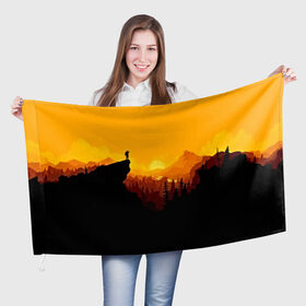Флаг 3D с принтом FIREWATCH в Екатеринбурге, 100% полиэстер | плотность ткани — 95 г/м2, размер — 67 х 109 см. Принт наносится с одной стороны | закат | файрвотч