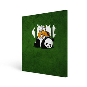 Холст квадратный с принтом Милая панда в Екатеринбурге, 100% ПВХ |  | Тематика изображения на принте: большая | джунгли | енот | зайка | милая | панда | пушистая