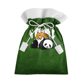 Подарочный 3D мешок с принтом Милая панда в Екатеринбурге, 100% полиэстер | Размер: 29*39 см | Тематика изображения на принте: большая | джунгли | енот | зайка | милая | панда | пушистая