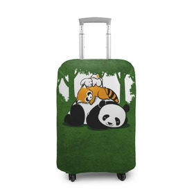Чехол для чемодана 3D с принтом Милая панда в Екатеринбурге, 86% полиэфир, 14% спандекс | двустороннее нанесение принта, прорези для ручек и колес | большая | джунгли | енот | зайка | милая | панда | пушистая