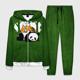 Мужской костюм 3D с принтом Милая панда в Екатеринбурге, 100% полиэстер | Манжеты и пояс оформлены тканевой резинкой, двухслойный капюшон со шнурком для регулировки, карманы спереди | большая | джунгли | енот | зайка | милая | панда | пушистая
