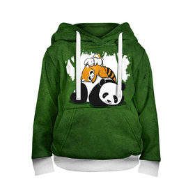 Детская толстовка 3D с принтом Милая панда в Екатеринбурге, 100% полиэстер | двухслойный капюшон со шнурком для регулировки, мягкие манжеты на рукавах и по низу толстовки, спереди карман-кенгуру с мягким внутренним слоем | большая | джунгли | енот | зайка | милая | панда | пушистая