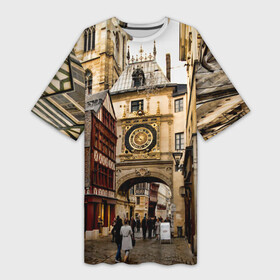 Платье-футболка 3D с принтом Улицы Парижа в Екатеринбурге,  |  | paris | архитектура | город
