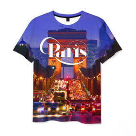 Мужская футболка 3D с принтом Улицы Парижа в Екатеринбурге, 100% полиэфир | прямой крой, круглый вырез горловины, длина до линии бедер | Тематика изображения на принте: 