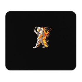 Коврик прямоугольный с принтом Горячий космонавт в Екатеринбурге, натуральный каучук | размер 230 х 185 мм; запечатка лицевой стороны | астронавт | вселенная | космонавт | космос | огонь | планета | тьма | человек