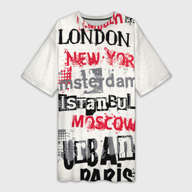 Платье-футболка 3D с принтом Города в Екатеринбурге,  |  | amsterdam | istanbul | london | moscow | new york | paris | urban | амстердам | лондон | москва | нью йорк | париж | стамбул