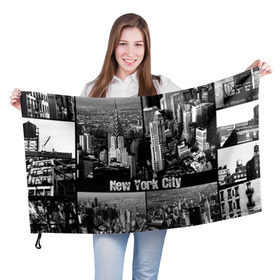 Флаг 3D с принтом Улицы Нью-Йорка в Екатеринбурге, 100% полиэстер | плотность ткани — 95 г/м2, размер — 67 х 109 см. Принт наносится с одной стороны | city | collage | houses | new york | skyscrapers | streets | usa | город | дома | коллаж | нью йорка | сша | улицы