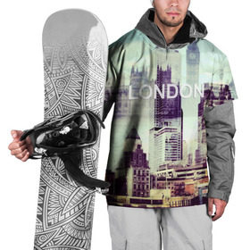 Накидка на куртку 3D с принтом Улицы Лондона в Екатеринбурге, 100% полиэстер |  | collage | england | london | англия | коллаж | лондон