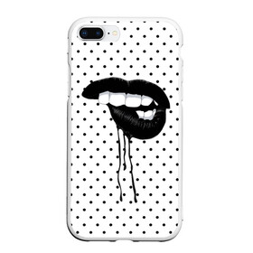 Чехол для iPhone 7Plus/8 Plus матовый с принтом Black Lips в Екатеринбурге, Силикон | Область печати: задняя сторона чехла, без боковых панелей | black | girl | lips | lipstick | love | губы | девушка | женщина | любовь | помада | страсть | черный