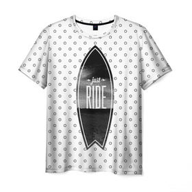 Мужская футболка 3D с принтом Just Ride в Екатеринбурге, 100% полиэфир | прямой крой, круглый вырез горловины, длина до линии бедер | nature | ocean | rock | sea | surf | tourism | vacation | water | wave | вода | волна | море | океан | отдых | природа | серфинг | скалы | туризм