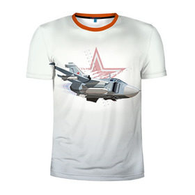 Мужская футболка 3D спортивная с принтом Су-24 в Екатеринбурге, 100% полиэстер с улучшенными характеристиками | приталенный силуэт, круглая горловина, широкие плечи, сужается к линии бедра | авиация