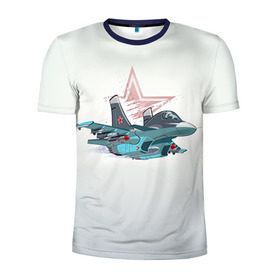 Мужская футболка 3D спортивная с принтом Су-34 в Екатеринбурге, 100% полиэстер с улучшенными характеристиками | приталенный силуэт, круглая горловина, широкие плечи, сужается к линии бедра | авиация
