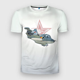 Мужская футболка 3D спортивная с принтом Су-25 в Екатеринбурге, 100% полиэстер с улучшенными характеристиками | приталенный силуэт, круглая горловина, широкие плечи, сужается к линии бедра | авиация