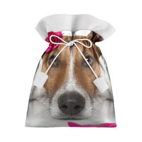 Подарочный 3D мешок с принтом Джек рассел с розой в Екатеринбурге, 100% полиэстер | Размер: 29*39 см | волкодав | дворняжка | джек | джек рассел | домашние животные | любимец | мопс | овчарка | пес | песик | питомец | рассел | сенбернар | собака | собачка