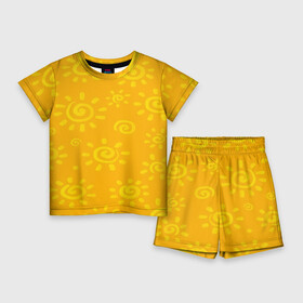 Детский костюм с шортами 3D с принтом Солнышко в Екатеринбурге,  |  | желтый | паттерн | солнце | яркий