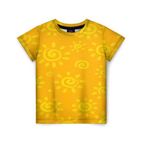Детская футболка 3D с принтом Солнышко в Екатеринбурге, 100% гипоаллергенный полиэфир | прямой крой, круглый вырез горловины, длина до линии бедер, чуть спущенное плечо, ткань немного тянется | желтый | паттерн | солнце | яркий