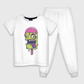 Детская пижама хлопок с принтом Мороженное Зомби в Екатеринбурге, 100% хлопок |  брюки и футболка прямого кроя, без карманов, на брюках мягкая резинка на поясе и по низу штанин
 | 