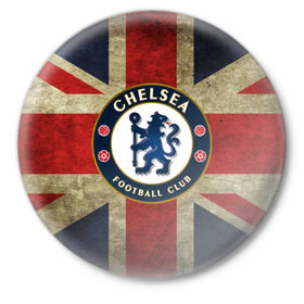 Значок с принтом Chelsea №1! в Екатеринбурге,  металл | круглая форма, металлическая застежка в виде булавки | британский флаг | челси | эмблема