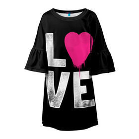Детское платье 3D с принтом Love в Екатеринбурге, 100% полиэстер | прямой силуэт, чуть расширенный к низу. Круглая горловина, на рукавах — воланы | amour | faith | happy | heart | hope | love | амур | вера | любовь | надежда | сердце | счастье