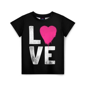 Детская футболка 3D с принтом Love в Екатеринбурге, 100% гипоаллергенный полиэфир | прямой крой, круглый вырез горловины, длина до линии бедер, чуть спущенное плечо, ткань немного тянется | Тематика изображения на принте: amour | faith | happy | heart | hope | love | амур | вера | любовь | надежда | сердце | счастье