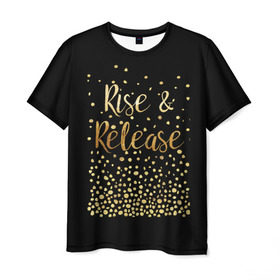 Мужская футболка 3D с принтом Rise & Release в Екатеринбурге, 100% полиэфир | прямой крой, круглый вырез горловины, длина до линии бедер | gold | luxury | motivation | release | rise | vip | золото | лакшери | мотивация | подъем | премиум | реализация