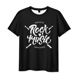 Мужская футболка 3D с принтом Rock Music в Екатеринбурге, 100% полиэфир | прямой крой, круглый вырез горловины, длина до линии бедер | alternative | band | metal | music | nickelback | rock | альтернатива | барабан | гитара | инструмент | метал | музыка | найклбэк | нирвана | рок