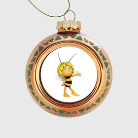 Стеклянный ёлочный шар с принтом Пчелка Майя в Екатеринбурге, Стекло | Диаметр: 80 мм | Тематика изображения на принте: пчелка майя