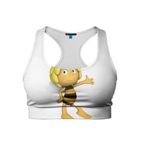 Женский спортивный топ 3D с принтом Пчелка Майя в Екатеринбурге, 82% полиэстер, 18% спандекс Ткань безопасна для здоровья, позволяет коже дышать, не мнется и не растягивается |  | пчелка майя