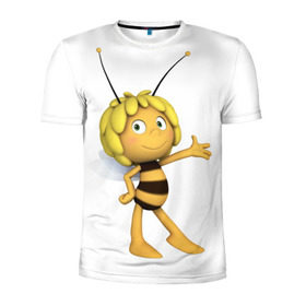 Мужская футболка 3D спортивная с принтом Пчелка Майя в Екатеринбурге, 100% полиэстер с улучшенными характеристиками | приталенный силуэт, круглая горловина, широкие плечи, сужается к линии бедра | пчелка майя