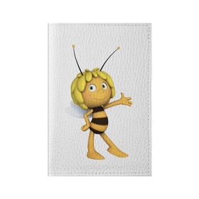 Обложка для паспорта матовая кожа с принтом Пчелка Майя в Екатеринбурге, натуральная матовая кожа | размер 19,3 х 13,7 см; прозрачные пластиковые крепления | Тематика изображения на принте: пчелка майя