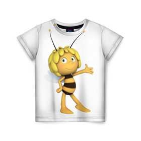 Детская футболка 3D с принтом Пчелка Майя в Екатеринбурге, 100% гипоаллергенный полиэфир | прямой крой, круглый вырез горловины, длина до линии бедер, чуть спущенное плечо, ткань немного тянется | пчелка майя