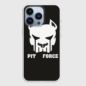 Чехол для iPhone 13 Pro с принтом Pit Force в Екатеринбурге,  |  | pit force | белый | боец | друг человека | животные | питбуль | порода | собака | цвет | чёрный