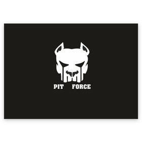 Поздравительная открытка с принтом Pit Force в Екатеринбурге, 100% бумага | плотность бумаги 280 г/м2, матовая, на обратной стороне линовка и место для марки
 | pit force | белый | боец | друг человека | животные | питбуль | порода | собака | цвет | чёрный