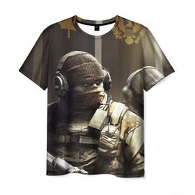 Мужская футболка 3D с принтом Tom Clancy Rainbow Six в Екатеринбурге, 100% полиэфир | прямой крой, круглый вырез горловины, длина до линии бедер | clancy | rainbow | six | tom | автоматы | игры | маски | мужчины | осада | солдаты