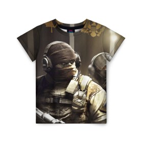 Детская футболка 3D с принтом Tom Clancy Rainbow Six в Екатеринбурге, 100% гипоаллергенный полиэфир | прямой крой, круглый вырез горловины, длина до линии бедер, чуть спущенное плечо, ткань немного тянется | clancy | rainbow | six | tom | автоматы | игры | маски | мужчины | осада | солдаты