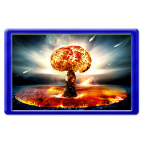 Магнит 45*70 с принтом Атомный взрыв в Екатеринбурге, Пластик | Размер: 78*52 мм; Размер печати: 70*45 | city | earth | explosion | mushroom | night | nuclear | sky | атомный | взрыв | город | гриб | земля | небо | ночь