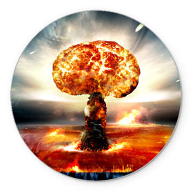 Коврик круглый с принтом Атомный взрыв в Екатеринбурге, резина и полиэстер | круглая форма, изображение наносится на всю лицевую часть | Тематика изображения на принте: city | earth | explosion | mushroom | night | nuclear | sky | атомный | взрыв | город | гриб | земля | небо | ночь