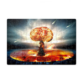 Пазл магнитный 126 элементов с принтом Атомный взрыв в Екатеринбурге, полимерный материал с магнитным слоем | 126 деталей, размер изделия —  180*270 мм | city | earth | explosion | mushroom | night | nuclear | sky | атомный | взрыв | город | гриб | земля | небо | ночь