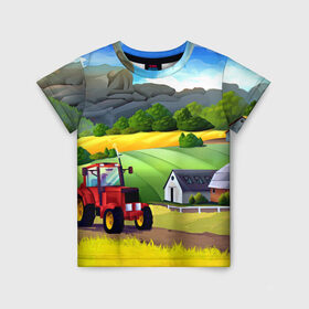 Детская футболка 3D с принтом Farm в Екатеринбурге, 100% гипоаллергенный полиэфир | прямой крой, круглый вырез горловины, длина до линии бедер, чуть спущенное плечо, ткань немного тянется | красочный | пейзаж | яркий